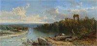 PANORAMIC 19TH CENTURY RIVER LANDSCAPE PAINTING