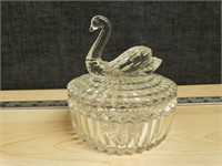 Glass Swan Candy Dish With Lid
