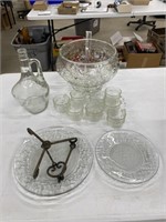 Group of Glass Punch Bowl and More
