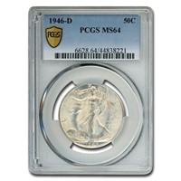 1946-d Walking Liberty Half Dollar Ms-64 Pcgs