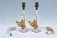 PR. GERMAN PORCELAIN DECO DANCER LAMPS