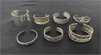 Group of Ladies Silver Tone Cuff Bracelets