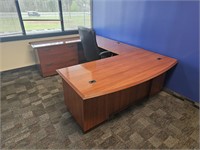 8' 8" u shape woodhaven desk & chairs