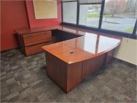 106" u shape wood desk