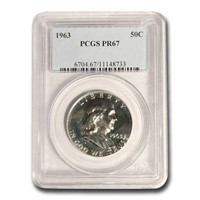 1963 Franklin Half Dollar Pr-67 Pcgs