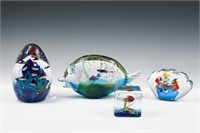 4 PC. MURANO AQUARIUM ART GLASS SCULPTURES