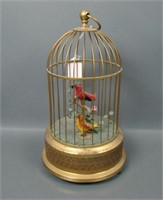 Vintage Automaton Dbl Singing Birds in Brass Cage