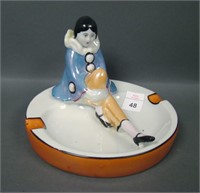 Marked Japan Lusterware Harlequin Clown Ashtray