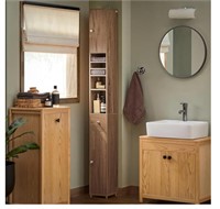 Haotian BZR34-PF, Natural Bathroom Tall Cabinet