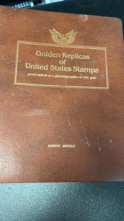 Golden Replicas of US Stamps Collection in binder