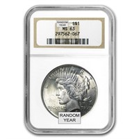 1922-1935 Peace Dollars Ms-63 Ngc