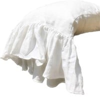 $96  ESASILK Queen French Linen Pillowcase  White