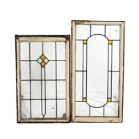Pair of Leaded & Stained Glass Windows