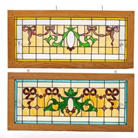 (2) Stained & Leaded Glass Transom Windows