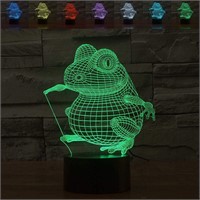 3D Frog Night Light  7-Color LED Lamp
