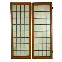 Pair of European Leaded Stained Glass Windows