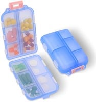 WLLHYF Travel Pill Case  10-Compartment (Blue)