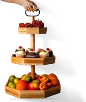 3 Tier Cupcake Stand - Durable Wooden Cupcake