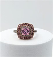 Genuine Rose Gold Sterling 14KGP CZ Pink CZ Ring