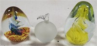 3 Glass Paper Weights