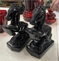 7 1/2" Black Rearing Horse Bookends