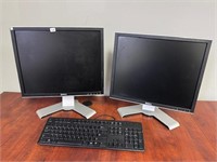 2 Dell Monitors w/1 Dell keyboard