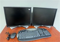 2 Dell Monitors w/1 Logitech keyboard