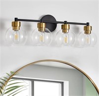 4 Light Bathroom Vanity Light Black and Gold