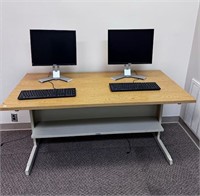 Workstation w/ 2 monitors and Keyboard