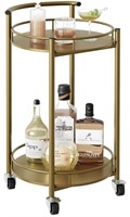 Bar Cart Gold Rolling Cart for Home,2 Tiers Bar