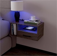Floating Nightstand with Charging Station and LED