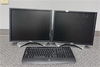 2 Dell Monitors and 1 Logitech keyboard