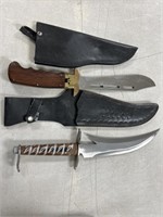 2 - 17in Knives w/ Leather Sheaths