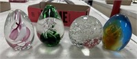 4 Large Glass Paperweights