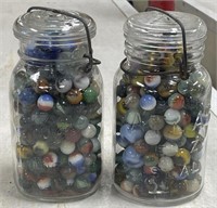2 Quart jars of marbles