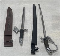 25" and 33” swords with leather sheaths