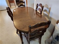 Table, Leaf, (4) Ladder Back Chairs