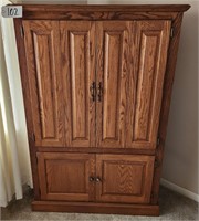 Handmade Oak Media Cabinet, Folding Doors