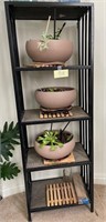 F - WOODEN 4 SHELF WITH PLANTS(CONTENTS INCLUDED)