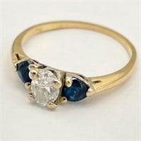 14K Gold Diamond & Sapphire Ring