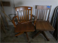 2 wooden desk chairs