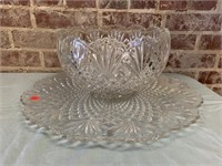 Glass Punch Bowl & Platter