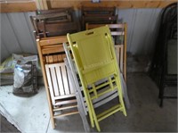 Group of folding wood chairs