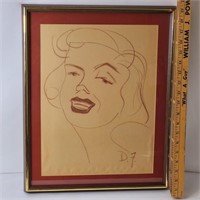 Crayon Drawing of Marilyn Artist Signed