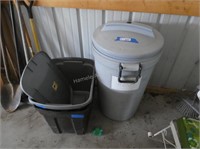3 items - trash can and 2 totes