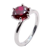 Sterling Silver Lab-Grown 2.74ct Red Ruby Ring