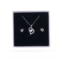 Sterling Silver 2 Piece Heart White Sapphire Set