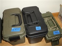 3 plastic ammo boxes