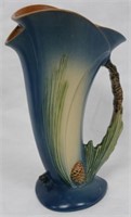 ROSEVILLE BLUE PINECONE HANDLED PITCHER, #485, NO