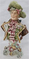 LATE 19TH C. MAJOLICA BUST OF A HAPPY GENTLEMAN,
